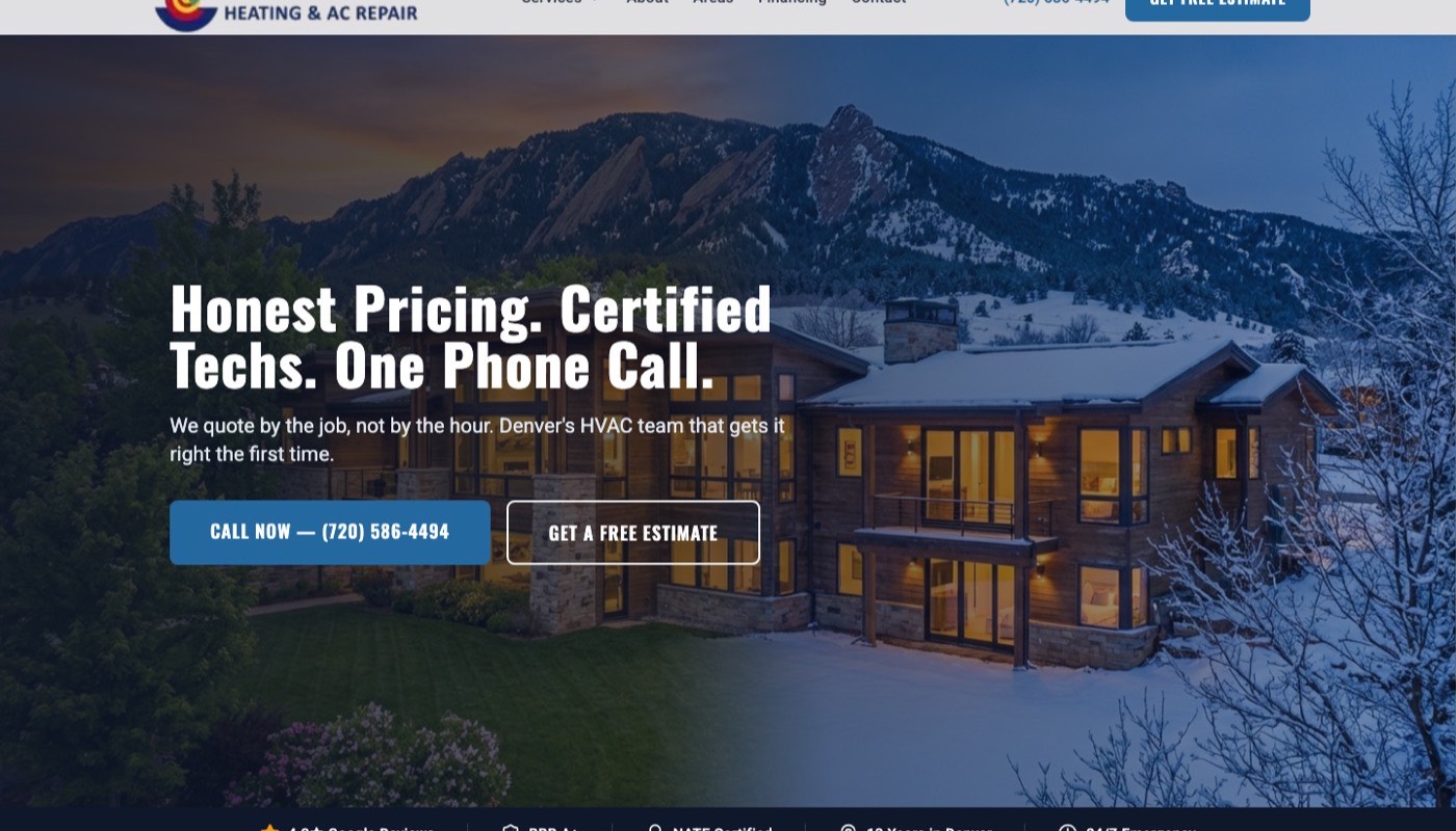 New Denver's Best Heating & AC Repair website — desktop