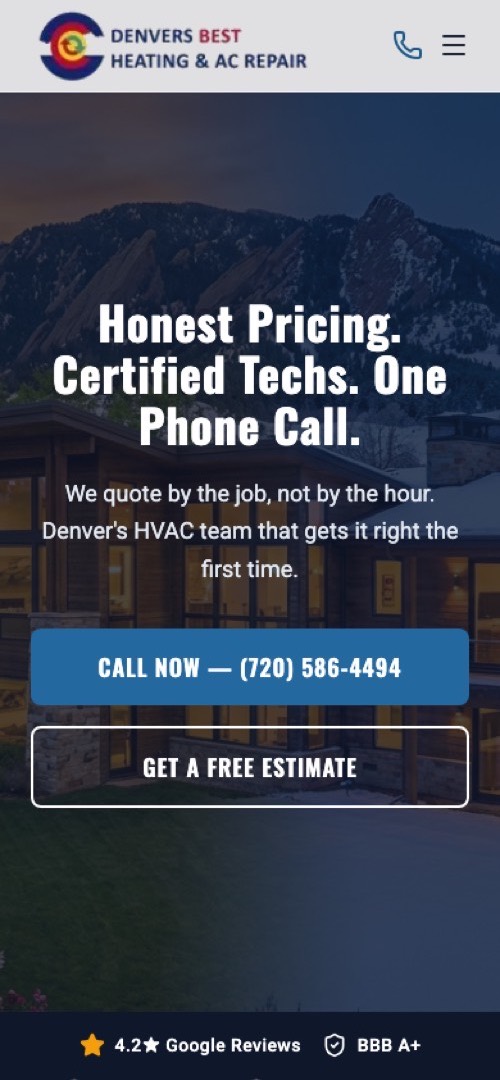 New Denver's Best Heating & AC Repair website — mobile